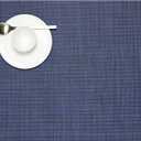 Chilewich Mini Basketweave Placemats in Indigo - Set of 4 - Easy Care Woven Tabletop Textiles - Indoor/Outdoor - 19" x 14" Rectangle