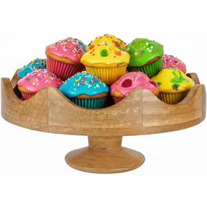 Mela Artisans Mango Wood Footed Fruit Bowl | 12" Scalloped Wooden Pedestal Bowl for Kitchen Counter | Snacks | Breads | Desserts | Multipurpose Decorative Riser for Dining or Coffee Table