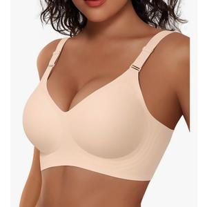 Vertvie Womens Wireless Bras No Underwire Push Up Bra Seamless Supportive Full Coverage Everyday Bras Regular and Plus Size,L