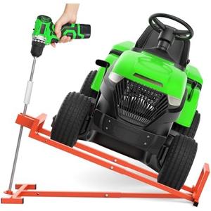 1200LB Lawn Tractor Lift Jack & Riding Mower Lift with Rotating Sleeve & Manual and Power Tool Handle, 3-Min Quick Setup, Anti-Slip Base, Heavy-Duty Universal Design for Lawn Mowers (Alloy Steel)