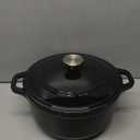MELLERHOME 4.5 QT Enameled Cast Iron Dutch Oven, Heavy-Duty Casserole Dish and Braiser Pan with Lid and Stainless Knob, Safe for All Cooktops, Black (4.5 Quart)