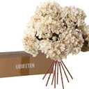 Artificial Flower Fake Silk Hydrangea Heads Bouquet with Stems Bulk for Fall Decoration Table Center Christmas Indoor Outdoor Faux Floral Realistic with Leaves Plants Crafts 8PCS (White)