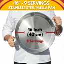 Paelluxe 16" Tri-Ply Stainless Steel Paella Pan 9 Servings Rust-Free, No Seasoning, Induction + Oven Safe Paellera for Paella, Searing, Frying & Outdoor Cooking with Heat-Resistant Handle Covers