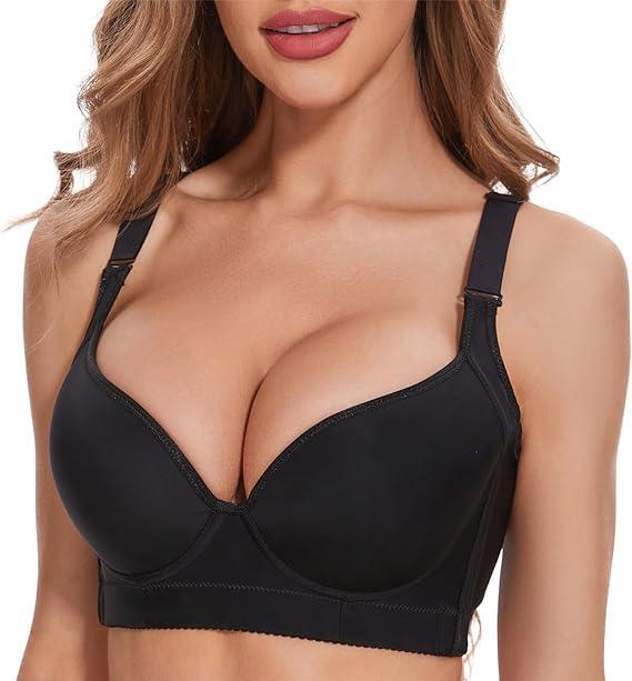 Plus Size Push Up Bra for Women Hide Back Fat Smoothing Bra Seamless Underwire T-Shirt Bra (36D)