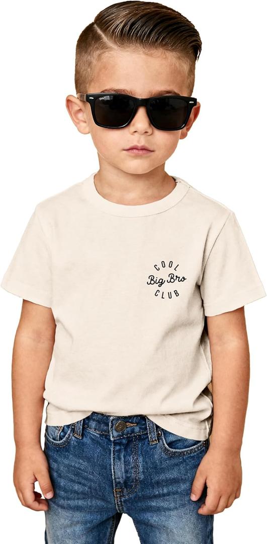 Boys Big Brother T Shirt Big Bro Shirts Brother Announcement Tee Tops, Size 4T (Cream)