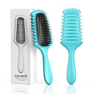 Curl Defining Brush 2025 Upgrade Curl Hair Brush Gifts for Women and Men  Shape, Volume Brush and Detangle Curly Hair Styling with Reduced Pulling Blue