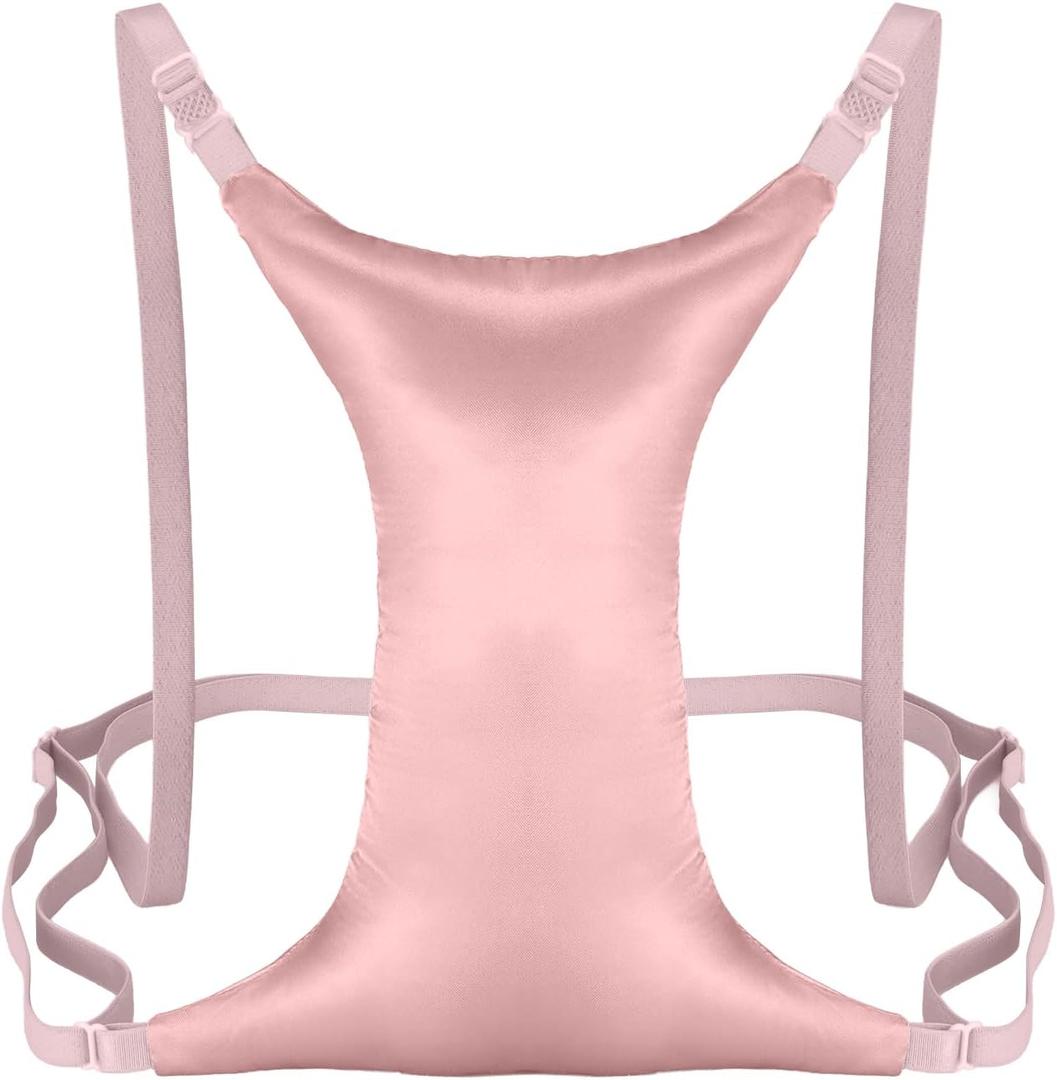 Cotton Breast Pillow for Chest Wrinkles Side Sleeper Anti-Wrinkle Support Bed Pillow with Adjustable Clasp Soft Beauty Pillow for Sleeping, Pink