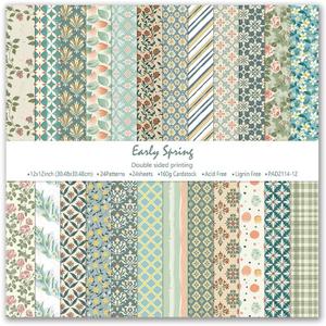 Early Spring Patterns Scrapbook Paper, 24 Sheets 12"x12" Double Sided Early Blossoms Craft Papers with Floral & Botanical Designs for Scrapbooking, Card Making & Seasonal Decor