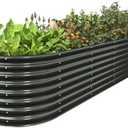 FRIZIONE 12FT(L)×3FT(W)×2FT(H) Galvanized Raised Garden Bed Outdoor, Metal Raised Garden Beds for Flower, Raised Planter Box Outdoor for Herb, Vegetable-Gray