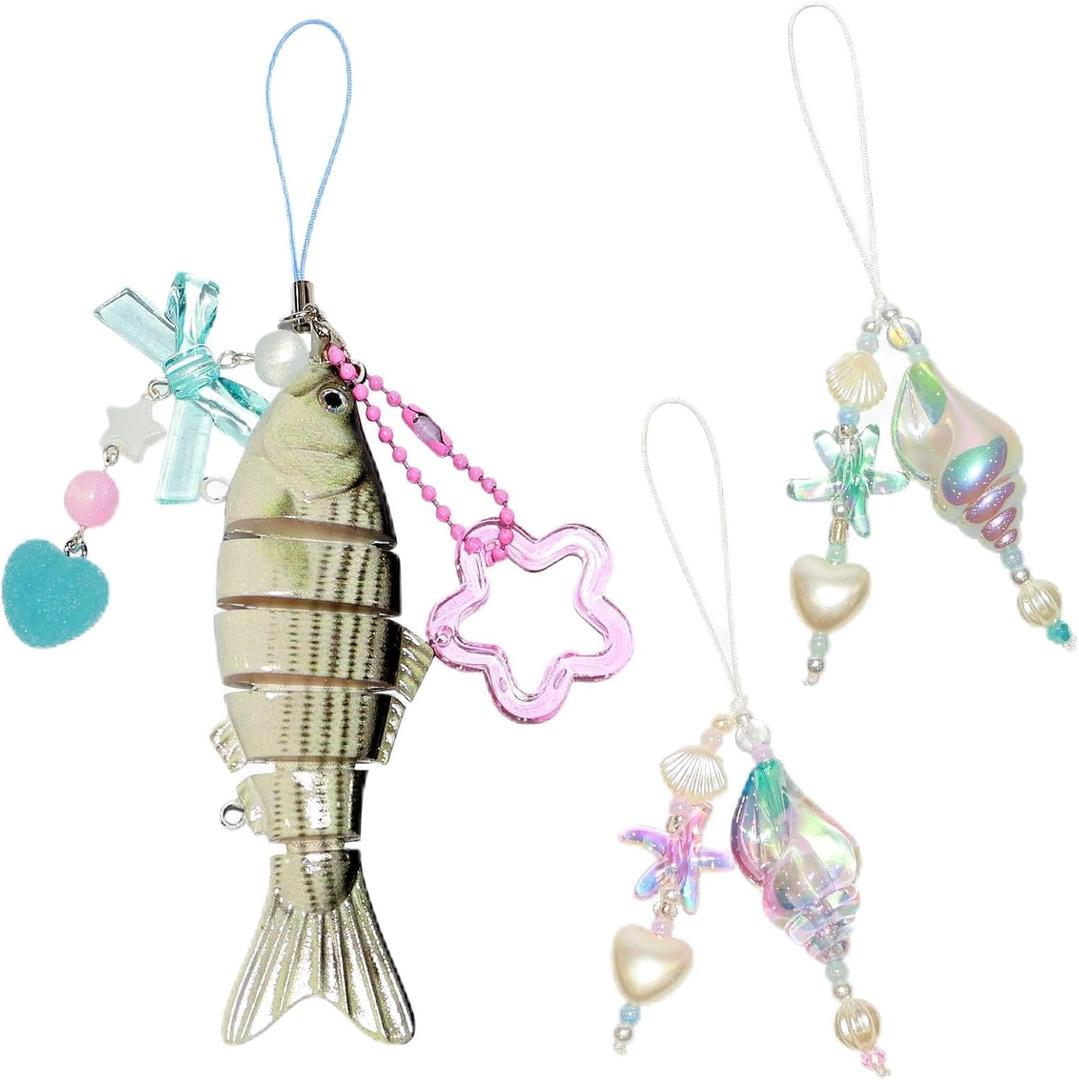 3 Pcs Realistic Fish Keychains for Fishing Enthusiasts Style Bag Charms Purse Accessories Gift Ideas for Men and Women
