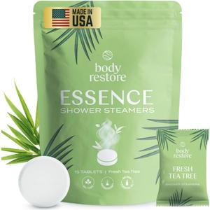 Body Restore Bath Bombs Aromatherapy 15 Pack - Birthday Gifts for Women, Men, Travel Essentials, Stress Relief, Relaxation, Self Care - Tea Tree