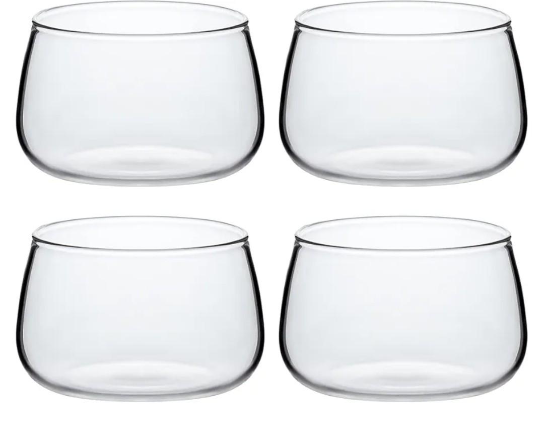 Sizikato 4pcs Clear Glass Dessert Cup, 6 Oz Custard Bowl, Pudding Cup, Oven Safe