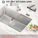 MERRYBOX Roll Up Dish Drying Rack, Over The Sink Dish Rack Foldable, Heat-Resistant, Anti-Slip Silicone Coated Dish Drainer for Kitchen Counter, Large & Multipurpose Sink Drying Rack, 20.5" x 13.1"