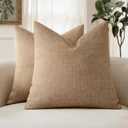 MIULEE Pack of 2 Decorative Throw Pillow Covers Soft Chenille Throw Pillows Solid Textured Cushion Covers for Couch Sofa Bedroom Living Room 22x22 Inch,Starfish Khaki Camel