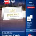Avery Printable Greeting Cards with Envelopes, Half-Fold, 5.5" x 8.5", Matte White, 30 Blank Greeting Cards for Inkjet Printers (08316)