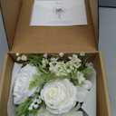 Ling's moment Lily White Artificial Wedding Flower Bouquets for Bridesmaids Floral Bouquet 7 Inch Bridesmaid Bouquets with Ribbon Ceremony Anniversary,7-inch Diameter (Wht-lily of the Valley White)