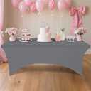 Smiry 2 Pack Spandex Table Cloth 8FT, Elastic Fitted Stretch Tablecloths, Washable and Wrinkle Free Rectangular Patio Table Cover for Outdoor, Wedding, Banquet & Parties (Grey, 96Lx30Wx30H Inch)