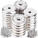 28 Pcs Magnets Neodymium, 18 lbs 0.63" Round Base Magnet Rare Earth Magnets with Screws for Wall Mounting