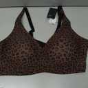 Jelly Wireless Bras for Women Comfortable Seamless Plunge Push Up No Underwire Adjustable Straps Tshirt Bra Leopard Coffee, XL