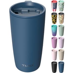 TILUCK 20 oz Insulated Tumbler with BPA-Free Lid, Stainless Steel Vacuum Travel Coffee Mug, Double Wall Coffee Tumbler20ozMatte DarkBlue