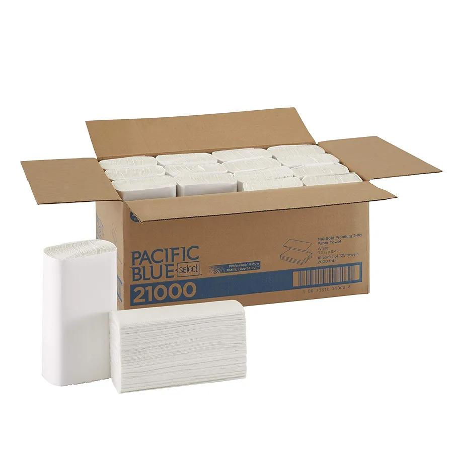 Georgia-Pacific Pacific Blue Select - Toallas de papel de 2 capas de GP PRO (Georgia-Pacific), color blanco, 21 000, 125 toallas de papel por paquete, 16 paquetes por caja