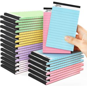 Dynta 36 Pcs 3x5 Note Pads, 45 Sheets Per College Ruled Mini Writing Pads, 80GSM Colored Paper 1620 Sheets, Multicolor Cute Notepads for Gift