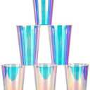 AimFun 18 Iridescent Plastic Cups Holographic Clear Party Cups 16oz Rainbow Disposable Cups for Bachelorette Birthday Wedding Mermaid Party Beverage Drinkware Supplies (25, 16oz)