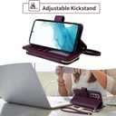 Wallet Case for Samsung Galaxy S21 Plus S21+ 5G with Wrist Strap 9+ Card Slots Zipper Purse, Luxury PU Leather Stand Full Body Phone Cover for S21+5G S21plus 21S + S 21 21+ G5 Women Deep Purple (Wine Red)