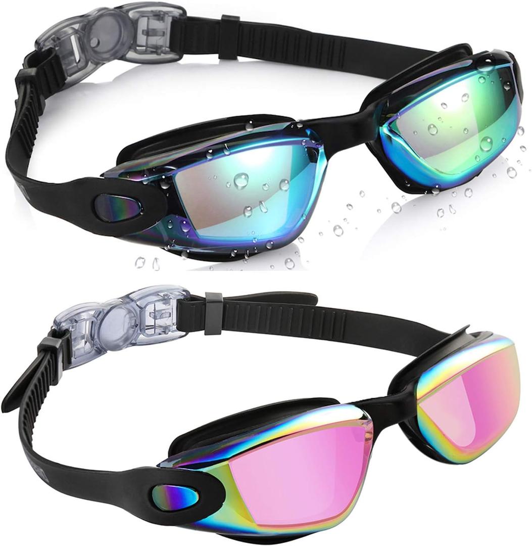 Aegend Kids Swim Goggles, Pack of 2 Swimming Goggles for Children Boys & Girls Age 3-14 (Aqua & A-bright Rose)