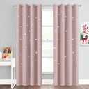 NICETOWN Light Pink Star Blackout Curtains for Kid's Bedroom, Grommet Thermal Insulated Room Darkening Nursery Curtains for Living Room/Thanksgiving, (52 x 84 Inch, Set of 2 Panels)