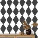 Rugreat Modern Peel and Stick Wallpaper Black and White Geometric Contact Paper for Cabinet Self Adhesive Removable Wallpaper for Bedroom Bathroom Waterproof Black Contact Paper Rhombus 197inL17.3inW