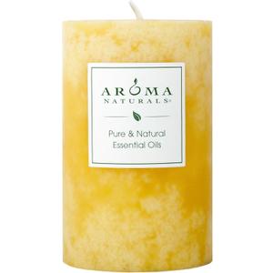 Aroma Naturals Essential Oil Orange and Lemongrass Scented Pillar Candle, Ambiance, 2.5 inch x 4 inch, Yellow