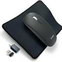 ITAWEY Wireless Mouse and Pad Combo, Dual Mode Bluetooth 5.2 and USB Receiver 2.4G, Rechargeable, Quiet Clicks, Compact, 1600 DPI High Precision Steel Scroll Wheel for PC Laptop Tablet - Black, Slim