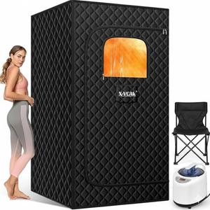 Upgraded Sauna Box for Relaxation, Detoxification, Portable Sauna for Home with Steamer, Missing Remote Control, Folding Chair, 9 Levels, 2.6’ x 2.6’ x 5.9