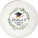 Class Of 2026 Jewelry Tray, Graduation Jewelry Dish, Graduation Hat Ceramic Trinket Tray for Students, College University High School Graduate Congratulation Gift, Masters Degree Keepsake, Mastered It