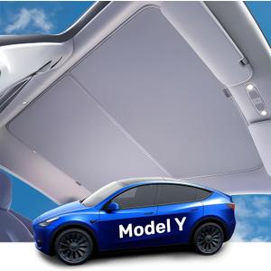 GENANY 2025 Upgraded Interior Gray Tesla Model Y Sunshade Roof, Heat Insulation Foldable Sunshade, Essential Tesla Model Y Accessories for Sun and Heat Protection