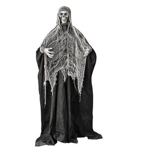 LANGXUN 6ft Sound-Controlled Swinging Scary Skeleton Ghost Decoration, 2025 Halloween Decorations Outdoor, Featuring Sound and Light Decorations for Outdoor Garden, Porch, Yard Decor