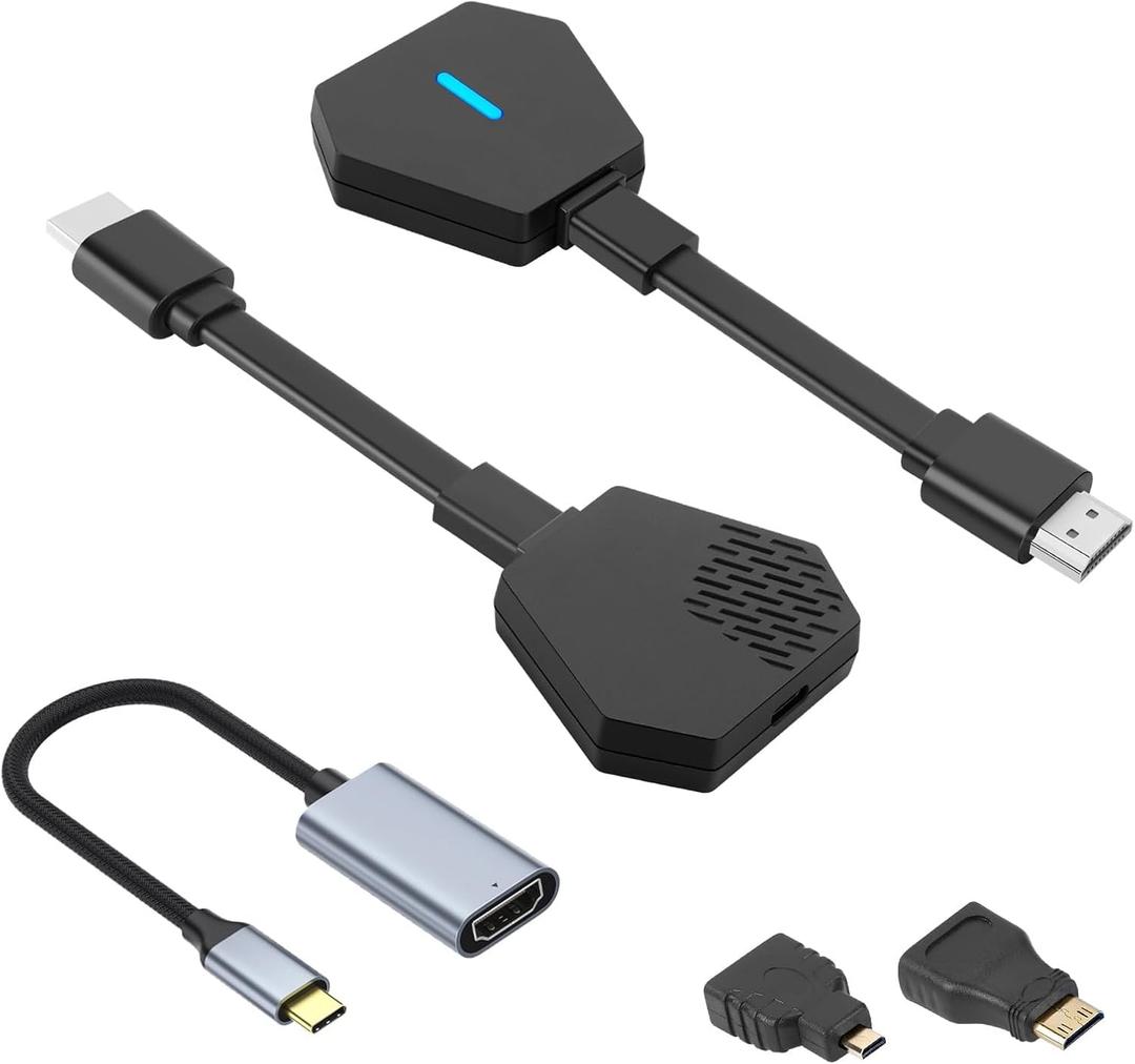 Wireless HDMI Transmitter and Receiver 4K@30Hz(165Ft) 5G Wireless HDMI Adapter Kit for PC, Laptop,TV Box, to TV, Monitor, Projector Black