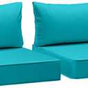AAAAAcessories Outdoor Deep Seat Cushions, Waterproof, Fade-Resistant Patio Furniture Replacement Cushions, 23.5" x 25.5" x 5" + 23.5" x 13.5", Set of 2, Turquoise Blue