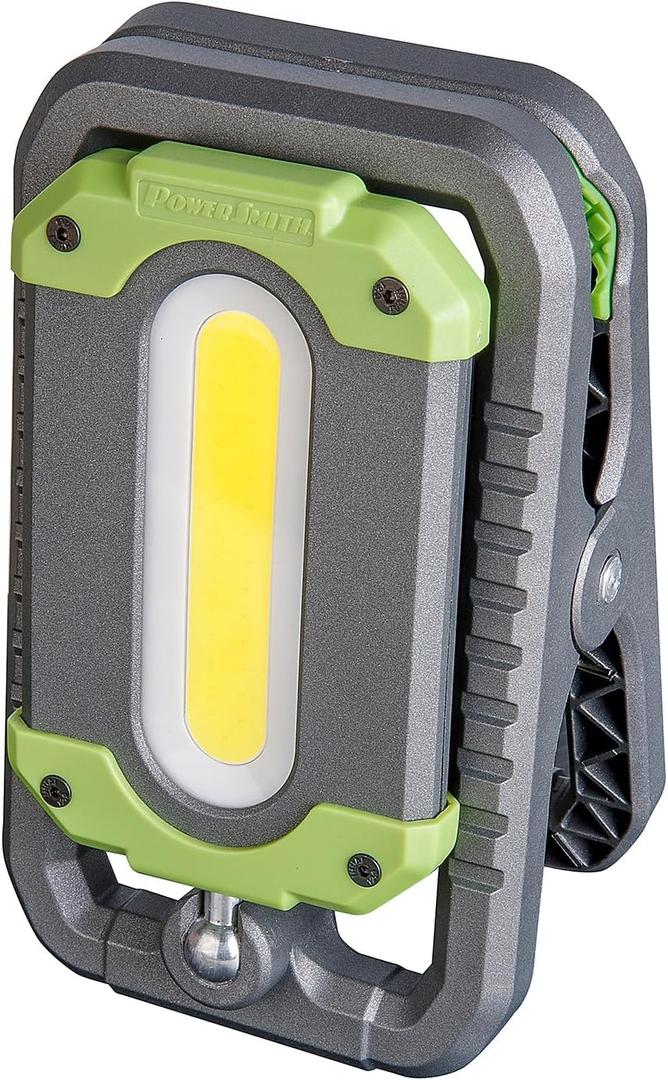 PowerSmith PWLR010CM Rechargeable LED Clamp Light 4.0Ah, 1000 Lumens, Gray