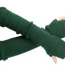 Winter Fingerless Long Gloves for Women Cashmere Blended Knitted Arm Warmers Super Soft Black Arm Sleeves