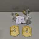 Glass Dummy Door Knob Interior, Gold Crystal Dummy Door Knob for Bifold Closet Doors, Satin Brass 2 Pack