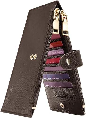 Travelambo RFID Wallet Women Large Size Bifold Multi Card Wallet Case with Zipper Pocket Credit Card Holder for Women