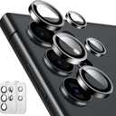 ESR 2 Pack for Samsung Galaxy S24 Ultra Camera Lens Protector, Individual Lens Protectors, Scratch-Resistant Ultra-Thin Tempered Glass with Aluminum Edging, Case Friendly, 2 Sets, Black