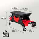Frassie 2-in-1 Rolling Mechanic Stool Garage Creeper Seat with Modular Removable Cushion Tool Tray Heavy Duty 300 LBS Capacity for Auto Repair