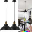 Battery Operated Pendant Lights,Rechargeable Pendant Light with Remote,Black Gold Pendant Light Fixtures for Kitchen Island,Modern Industrial Hanging Lights for Dining Room Hallway Entryway(2 Pack)