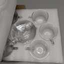 Glass Teacup and Saucer Set, 6 Pack Coffee Mug with Stainless Steel Spoon Suitable for Espresso Juice Cappuccino and More Beverage, 7OZ/210ML, Clear