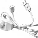 White Extension Cord with Dimmer Switch, 6FT/1.8m Lamp Dimmer, 2 Prong Rotary Control for 120V 150W Dimmable LED/Halogen/Incandescent Lights