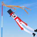 Tatuo 2 Pieces 45 Inch Christmas 3D Snowman Windsock Winter Windsock Outdoor Hanging Decoration Windsocks Flag Enduring Fade Resistant for Hanukkah Front Door Yard Lawn Garden Patio Pathway Party