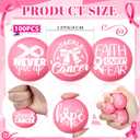 Soulchen 100 Pcs Breast Cancer Awareness Stress Balls 1.57 Inch Pink Ribbon Inspirational Foam Relief Stress Balls Gifts for Breast Cancer Awareness Month Bulk Charity Party Favors